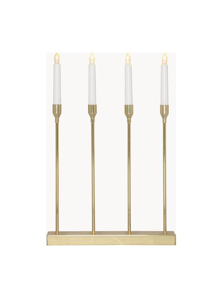 Candelabro con funzione timer Lottie, Candelabro: metallo rivestito, Dorato, bianco, Larg. 33 x Alt. 48 cm