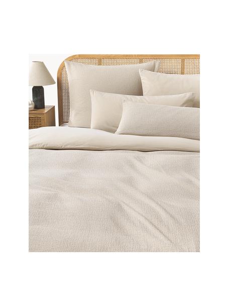 Bouclé-Bettdeckenbezug Darcy, Vorderseite: Bouclé (95 % Baumwolle, 5, Rückseite: 100 % Baumwolle, Hellbeige, B 135 x L 200 cm