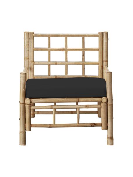 Bambusové záhradné kreslo s podložkou Mandisa, Bambusová, čierna, Š 70 x H 80 cm