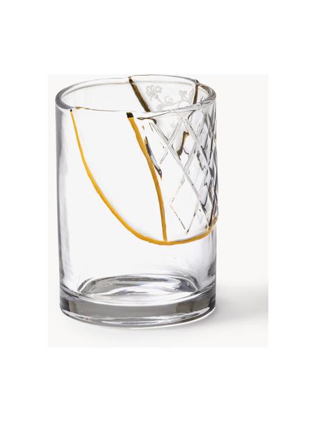 Křišťálová sklenice Kintsugi, Transparentní, zlatá, Ø 8 cm, V 11 cm, 300 ml