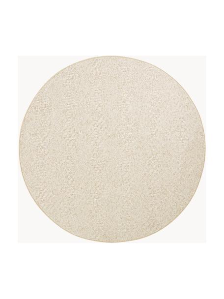 Tapis rond à poils ras en bouclette Lyon, Blanc crème, Ø 200 cm (taille L)