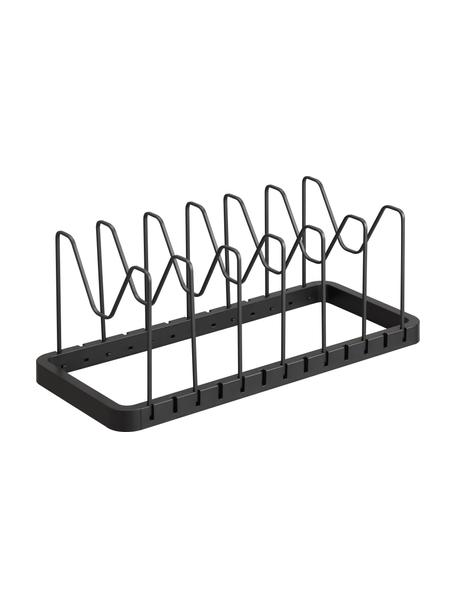 Uitschuifbare kookgerei houder voor kookgerei in zwart, Kunststof (ABS), gecoat staal, Zwart, B 45-82 x H 18 cm