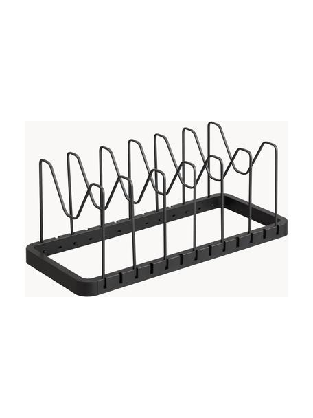 Organizador sartenes de cocina extensible Tower, Plástico (ABS), acero recubierto, Negro, An 45-82 x Al 18 cm