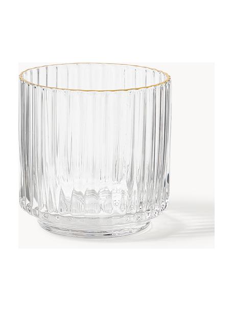 Mundgeblasene Wassergläser Aleo, 4 Stück, Glas, Transparent, Goldfarben, Ø 8 x H 8 cm, 320 ml