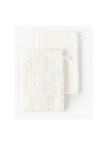 Manoplas de baño Niam, 2 uds., Blanco crema, Manoplas de baño, An 16 x Al 22 cm