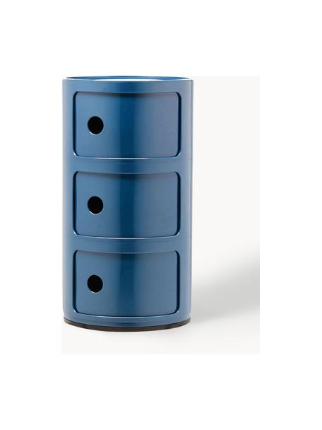 Design Container Componibili, 3 Elemente, Kunststoff (ABS), lackiert, Greenguard-zertifiziert, Graublau, glänzend, Ø 32 x H 59 cm