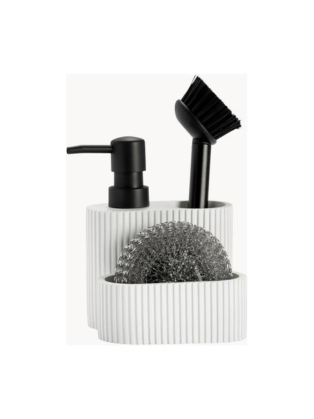 Dispenser di sapone da cucina con supporto in spugna, set di dispenser di  detersivo per detersivo per lavello da cucina (nero, bianco, marmo bianco