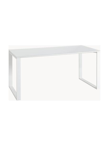 Schreibtisch Monteria aus Holz und Metall, Tischplatte: Spanplatte mit Melaminhar, Gestell: Metall, pulverbeschichtet, Weiß, B 160 x T 80 cm