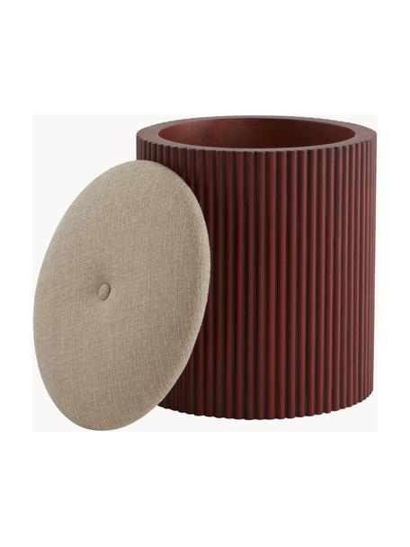 Gestoffeerde kruk Darwin met opbergruimte, Bekleding: 100% polyester Met 100.00, Frame: massief essenhout, Geweven stof beige, licht essenhout, Ø 40 x H 44 cm
