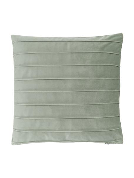 Zamatový poťah na vankúš so štruktúrovaným vzorom Lola, Zamat (100 % polyester), Šalviová zelená, Š 40 x D 40 cm