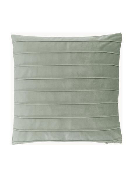 Samt-Kissenhülle Lola mit Strukturmuster, Samt (100 % Polyester), Salbeigrün, B 40 x L 40 cm