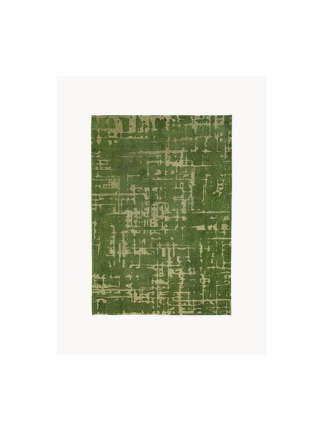 Tappeto con effetto alto-basso Perriers, 100% poliestere, Verde scuro, verde oliva, Larg. 80 x Lung. 150 cm (taglia XS)