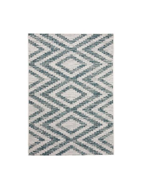 Alfombra de interior/exterior Cleo, 100% polipropileno, Off White, turquesa, An 80 x L 150 cm (Tamaño XS)