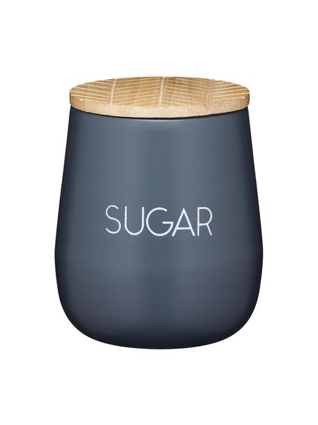 Opbergpot Serenity Sugar, Staal, hout, Antraciet, houtkleurig, Ø 13 x H 15 cm, 1,6 L