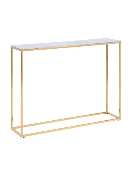 Konzolový stolek s mramorovanou deskou Aruba, Bílá, zlatá, Š 110 cm, V 81 cm