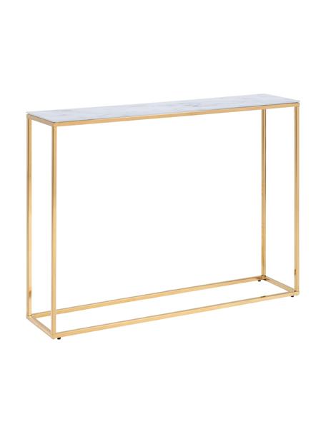 Konzolový stolík so vzhľadom mramoru Aruba, Biela so vzhľadom mramoru, odtiene zlatej, Š 110 x V 81 cm