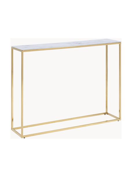 Wandtafel Aruba in marmerlook, Frame: metaal, gepoedercoat, Marmer-look wit, goudkleurig, B 110 x H 81 cm