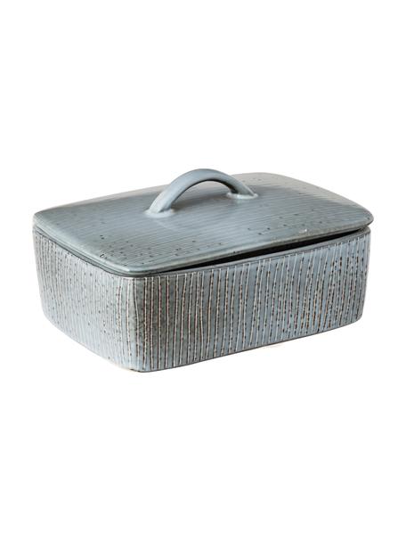Handgemaakt botervloot Nordic Sea, Keramiek, Grijs-, blauwtinten, B 15 x H 6 x D 12 cm