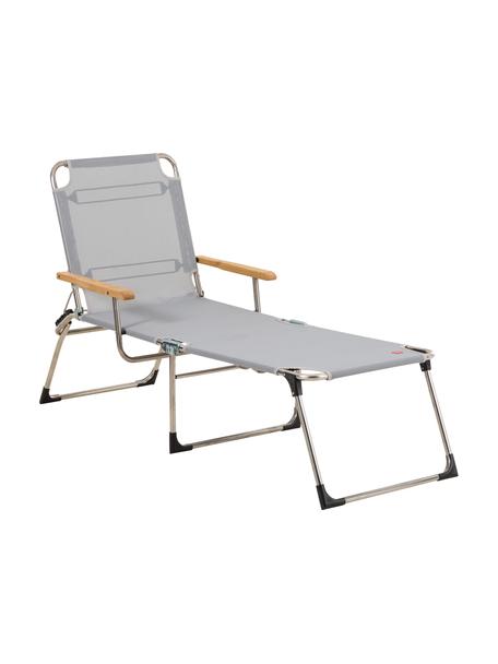 Zonnebed Amigo met armleuning, Frame: aluminium, Bekleding: kunststofweefsel (weer- e, Armleuning: natuurlijk robiniahout, Grijs, robiniahoutkleurig, B 190 x D 69 cm