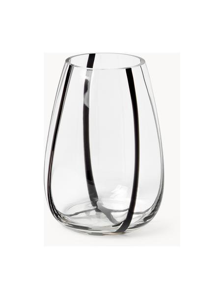 Glas-Vase Kira, H 26 cm, Kalknatronglas, Transparent, Schwarz, Ø 19 x H 26 cm