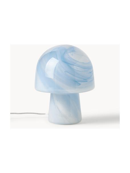 Lámpara de mesa pequeña look mármol Talia, Lámpara: vidrio, Cable: plástico, Aspecto mármol azul claro, Ø 20 x Al 26 cm