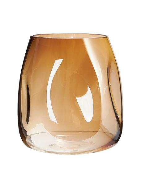Mundgeblasene Glas-Vase Luster in Bernsteinfarben, Glas, mundgeblasen, Transparent, Ø 17 x H 17 cm