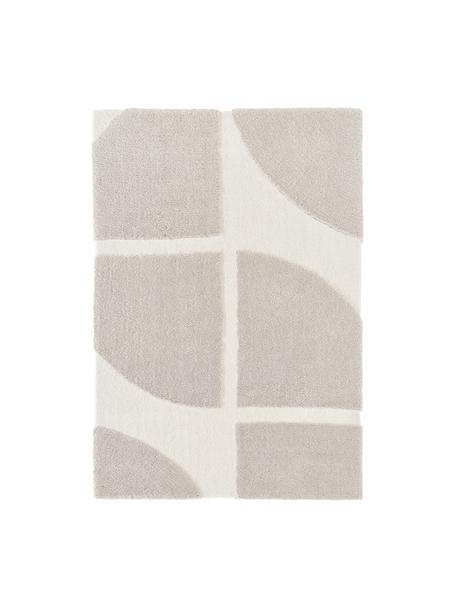 Pluizig hoogpolig vloerkleed Jade met verhoogde hoog-laag structuur, Bovenzijde: microvezels (100 % polyes, Onderzijde: 55 % polyester, 45 % kato, Beige, crèmewit, B 80 x L 150 cm (maat XS)