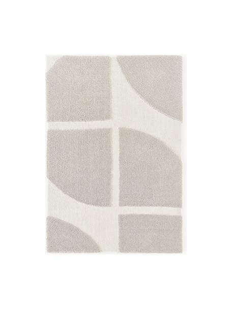 Flauschiger Hochflor-Teppich Jade mit erhabener Hoch-Tief-Struktur, 100 % Polyester, GRS-zertifiziert, Beige, Cremeweiss, B 80 x L 150 cm (Grösse XS)