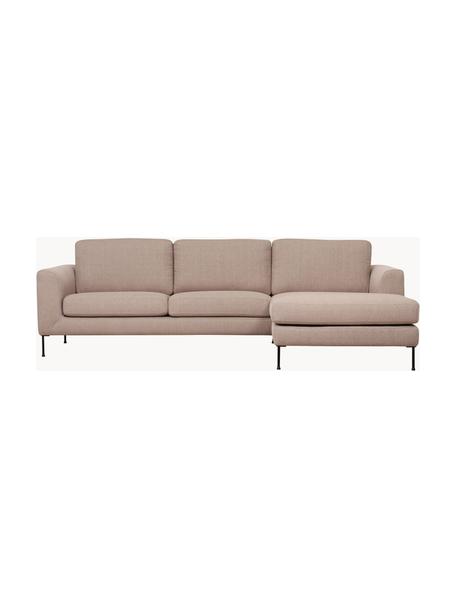 Hoekbank Cucita (3-zits), Bekleding: geweven stof (100% polyes, Frame: massief grenenhout, FSC-g, Poten: gelakt metaal, Geweven stof beige, B 262 x D 163 cm, hoekdeel links