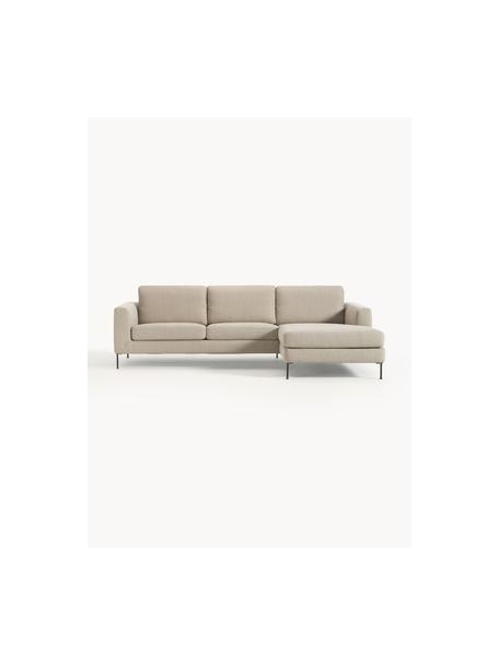 Ecksofa Cucita (3-Sitzer), Bezug: Webstoff (100% Polyester), Gestell: Massives Kiefernholz, Füße: Metall, lackiert Dieses P, Webstoff Beige, B 262 x T 163 cm, Eckteil rechts