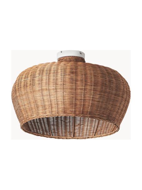 Plafonnier en rotin Krisa, Métal, rotin, Brun, larg. 50 x haut. 32 cm