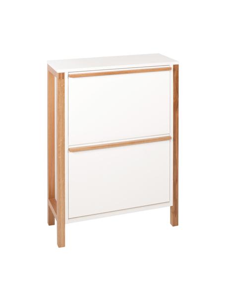 Scarpiera con ripiani pieghevoli Northgate, Struttura e maniglie: legno di quercia massicci, Bianco, legno di quercia, Larg. 65 x Alt. 93 cm