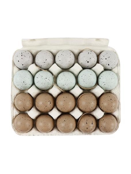 Dekoracyjne jajka wielkanocne Natural Sparkle, 20 szt., Kurze jajka, tektura, Brązowy, biały, czarny, niebieski, szary, Ø 6 x W 6 cm