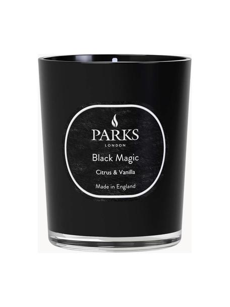 Geurkaars Black Magic (citrus, vanille, patchouli & lavendel), Houder: glas, Deksel: metaal, Citrus & vanille, Ø 7 x H 9 cm