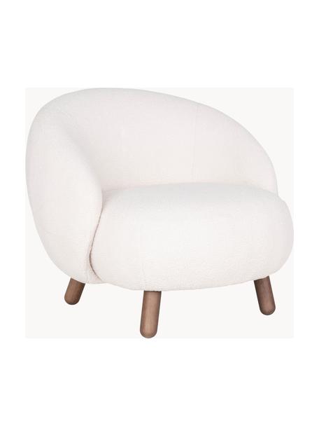 Poltroncina in teddy Savona, Rivestimento: teddy (100% poliestere) I, Gambe: legno di pino oliato, Tessuto teddy bianco latte, legno di pino, Larg. 76 x Prof. 80 cm