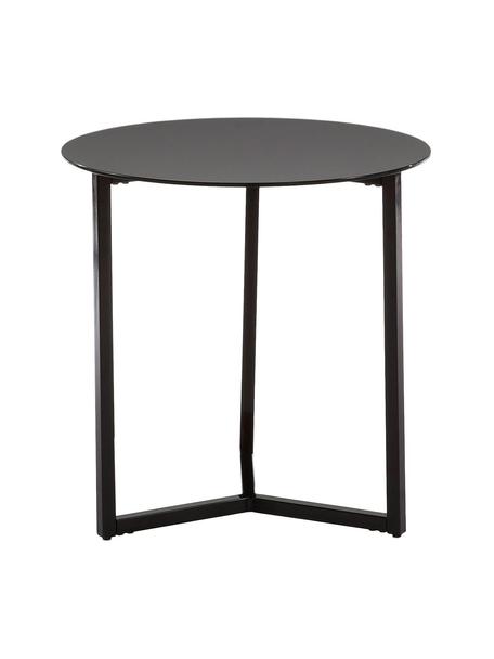 Table d'appoint avec plateau en verre Raeam, Noir, Ø 50 x haut. 50 cm