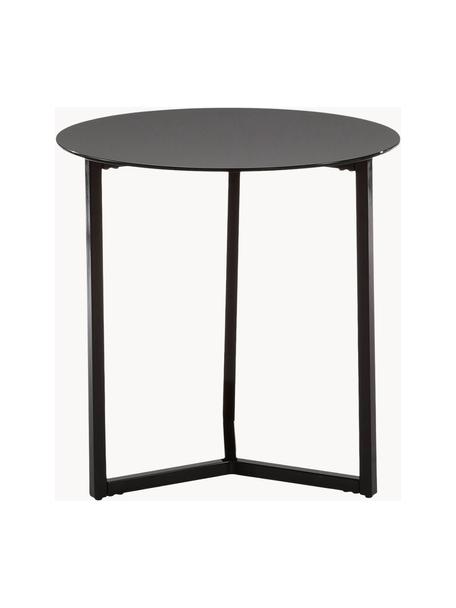 Beistelltisch Raeam mit Glasplatte, Tischplatte: Sicherheitsglas, getönt, Gestell: Metall, lackiert, Schwarz, Ø 50 x H 50 cm