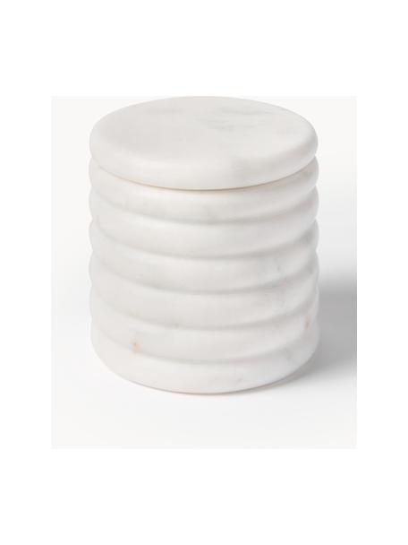 Marmor-Aufbewahrungsdose Orta, Marmor, Weiß, marmoriert, Ø 10 x H 10 cm