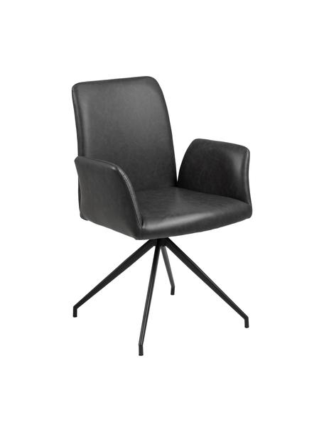 Sedia girevole in similpelle Naya, Rivestimento: similpelle (poliuretano) , Gambe: metallo verniciato a polv, Similpelle nero, Larg. 59 x Prof. 59 cm