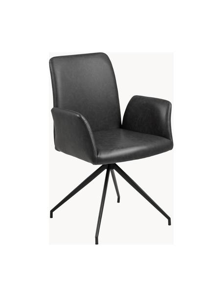 Krzesło obrotowe ze sztucznej skóry Naya, Tapicerka: sztuczna skóra Dzięki tka, Stelaż: metal malowany proszkowo, Czarna sztuczna skóra, S 59 x G 59 cm