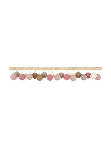 Ghirlanda a LED Colorain, 378 cm, 20 lampioni, Lanterne: poliestere, certificata W, Marrone, rosa, bianco crema, grigio, Lung. 378 cm