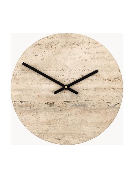 Handgefertigte Uhr Loko aus Travertin, Zeiger: Kunststoff, Travertin Beige, Ø 25 cm