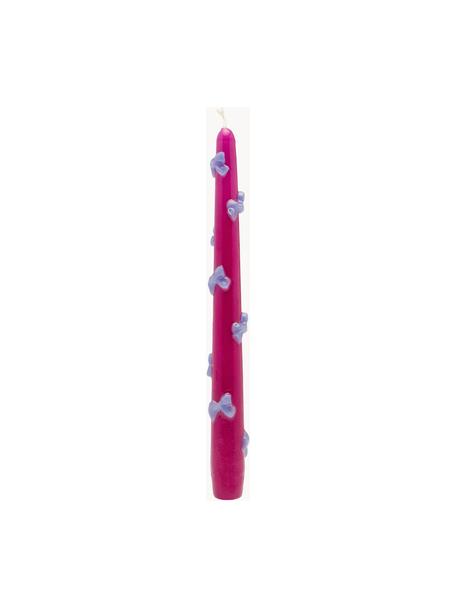 Velas candelabro artesanales Bows, 2 uds., Parafina, Rosa, lavanda, Al 25 cm