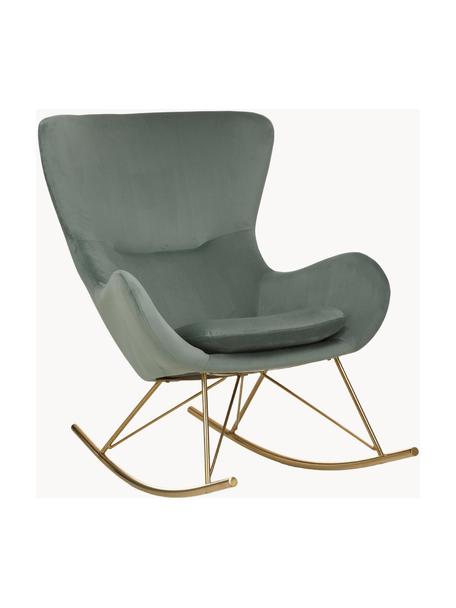 Fluwelen schommelstoel Wing met metalen poten, Bekleding: fluweel (polyester) Met 1, Frame: gegalvaniseerd metaal, Fluweel saliekleurig, goudkleurig, B 76 x D 108 cm