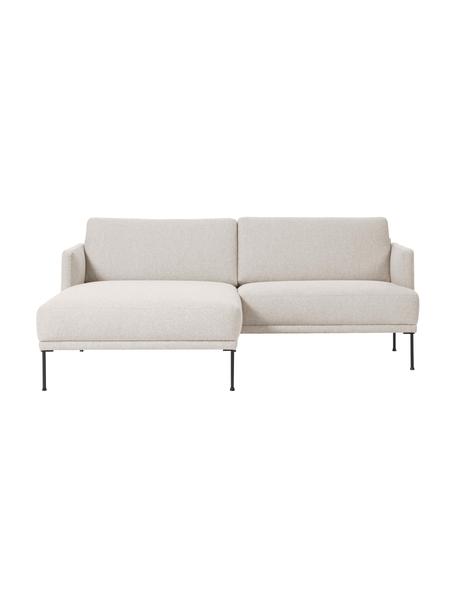 Divanetto angolare con piedini in metallo Fluente, Rivestimento: 100% poliestere Con 80.00, Struttura: legno di pino massiccio, , Piedini: metallo verniciato a polv, Tessuto beige, Larg. 198 x Prof. 152 cm, chaise-longue a sinistra