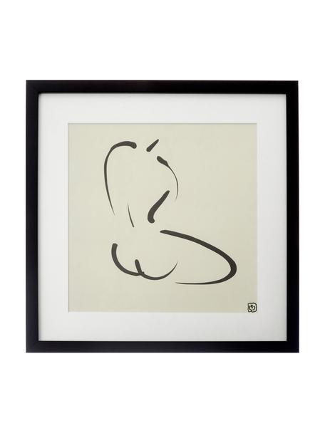 Impression numérique encadrée Akt Lady IV, Noir, blanc, couleur argentée, larg. 40 x haut. 40 cm