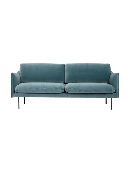 Canapé 2 places velours turquoise pieds en métal Moby, Velours turquoise, noir, larg. 170 x prof. 95 cm