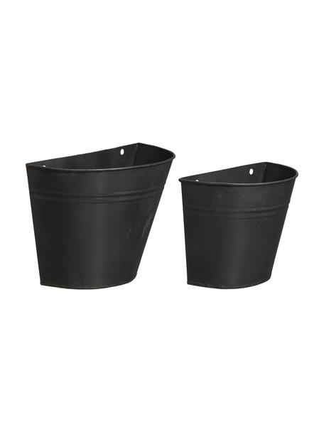 Wand-Übertopf-Set Nettan, 2-tlg., Metall, beschichtet, Schwarz, Set mit verschiedenen Größen