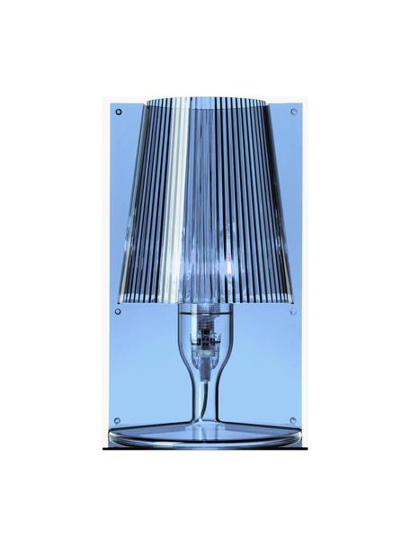Kleine LED-Tischlampe Take, Blau, transparent, B 19 x H 31 cm