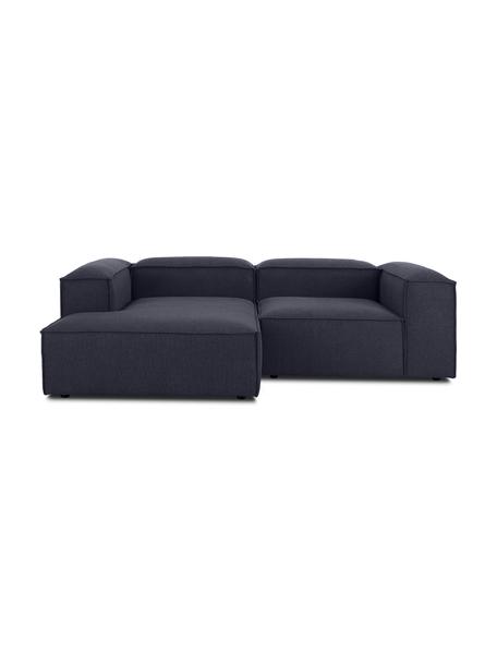 Modulares Ecksofa Lennon, Bezug: 100% Polyester Der strapa, Gestell: Massives Kiefernholz, FSC, Webstoff Dunkelblau, B 238 x T 180 cm, Eckteil links